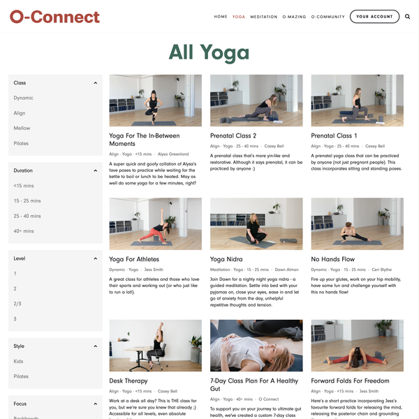 O-Connect yoga videos
