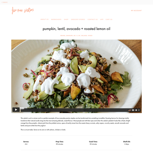 Pumpkin Lentil Avocado Roasted Lemon Oil